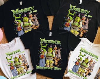 Camiseta de cumpleaños de la familia Shrek PNG, paquete personalizado a juego de ogro, descarga digital