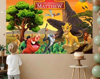 Sfondo personalizzato per compleanno del Re Leone, sfondo safari personalizzato