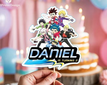 Beyblade Cake Topper personalisiert: Personalisierte Geburtstag Dekoration, Geschenk für Kinder, Digitaler Download
