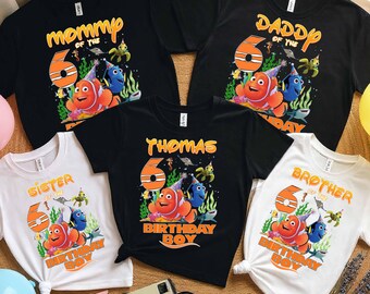 Finding Nemo Family Birthday Shirt PNG, Personalized Under the Sea Matching Outfit, Digital Download