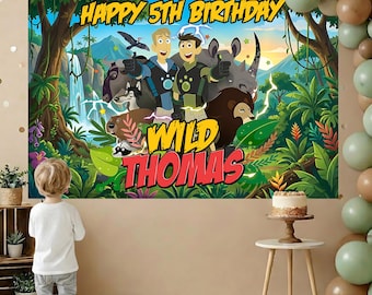 Personalized Wild Kratts Birthday Backdrop, Safari Animals Party Banner (Digital Download)