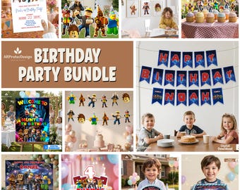 Personalized Gamer Boy Birthday Party Decor, Editable Boys DIY Printable Kit, Party Template