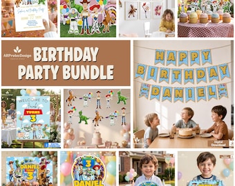 Toy Story Birthday Party Bundles, Printable Personalized Decorations Set