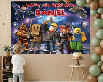 Fondo de cumpleaños personalizado para gamer boy, pancarta para fiesta de videojuegos (descarga digital)