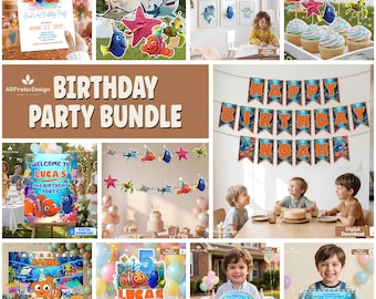 Finding Nemo Birthday Party Bundles Decor, Personalized Ocean Theme Digital Download