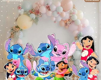 Personalized Lilo and Stitch Cut Out: Printable Party Props PDF Download