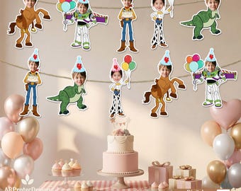 Custom Face Toy Story Birthday Banner for Kids, Personalized Digital Party Garland