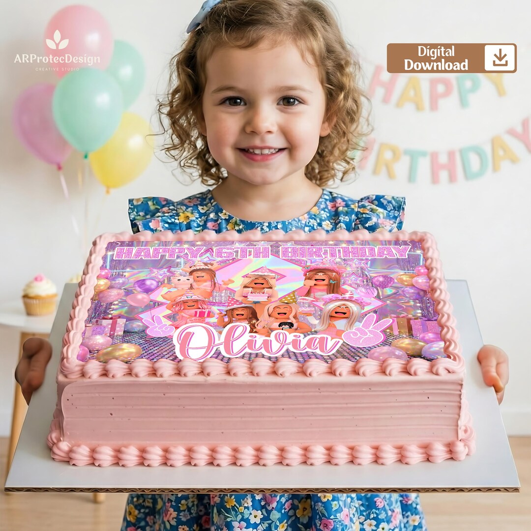 Personalized Video Game Girl Cake Topper, Pink Gamer Birthday