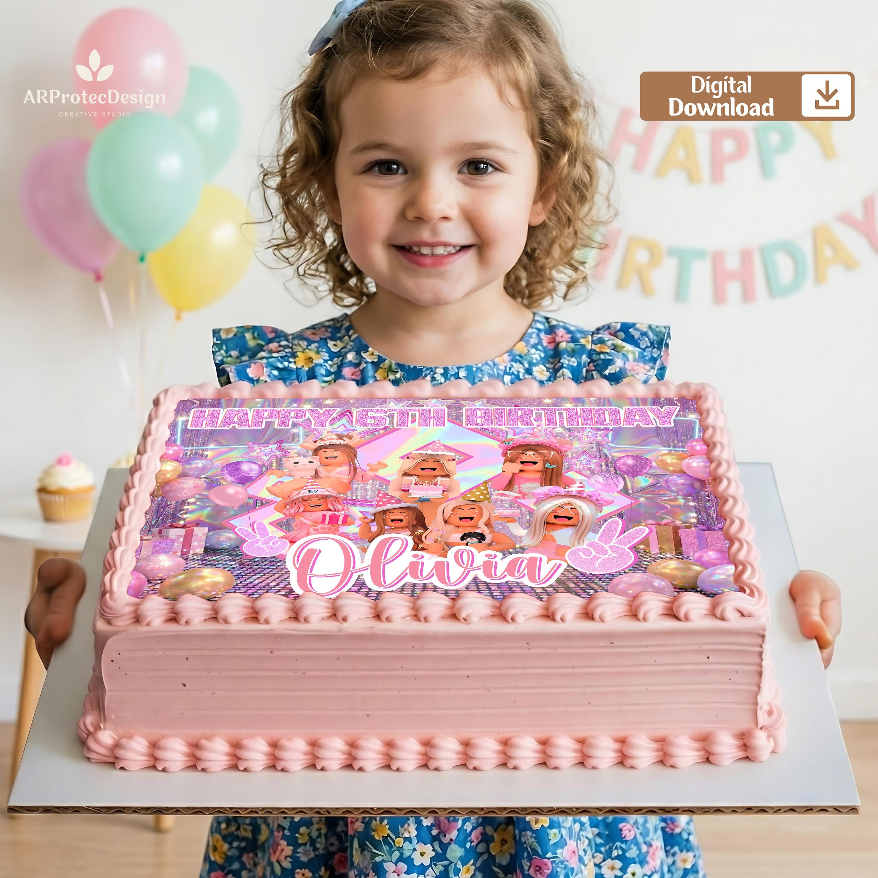 Personalized Video Game Girl Cake Topper, Pink Gamer Birthday