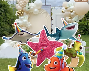 Alla ricerca di Nemo, decorazioni per feste di compleanno sottomarine, articoli per feste per bambini, download digitale