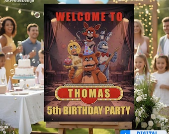 Personalized Freddy Welcome Sign, Custom Horror Birthday Party Board Digital Download