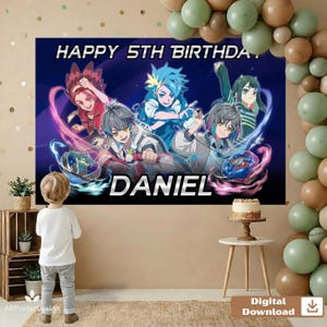 Beyblade X Birthday Backdrop, Custom Kids Party Banner (Digital Download)