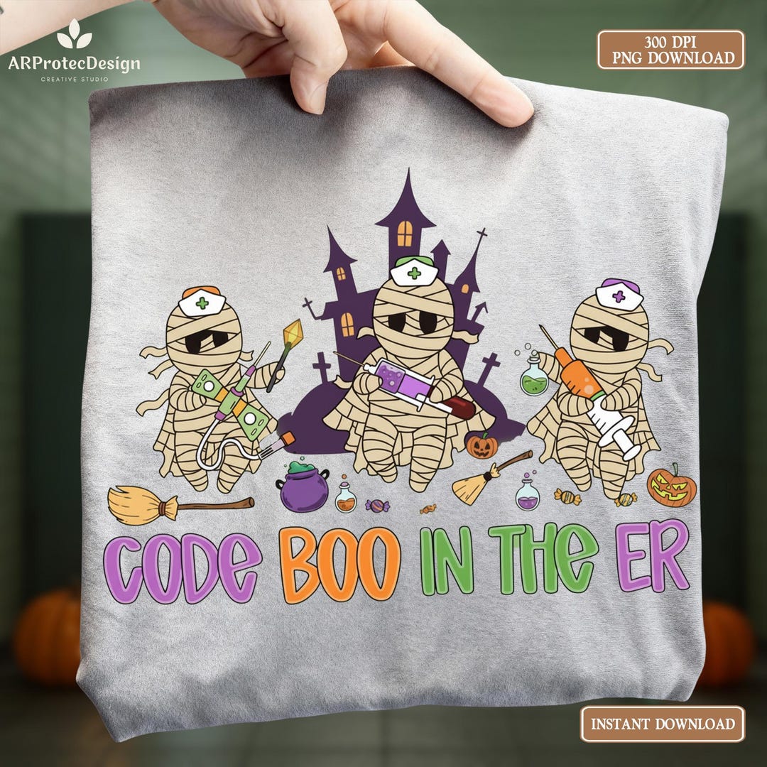 Code Boo in the ER PNG: Funny Halloween Nurse Design (digital Download ...
