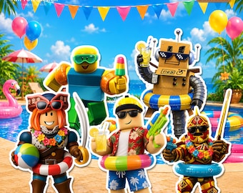 Gamer Boy Pool Party Cutouts, Gaming Birthday Printable Photo Booth Props, Instant Download