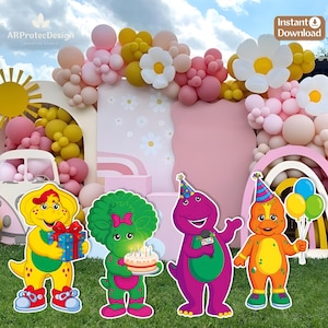 Barney Birthday Cut Out, Cartoon Dinosaur Party Decorations, Kids Birthday Printable Backdrop, Digital Download