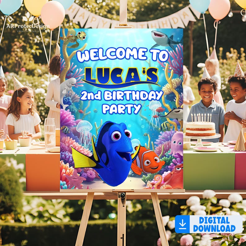 Personalized Finding Dory Welcome Sign, Under the Sea Birthday Poster ...