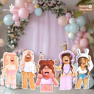 Personalized Game Girl Party Cutouts, Custom Gamer Character Standees, Kids Birthday Decor, Instant Download