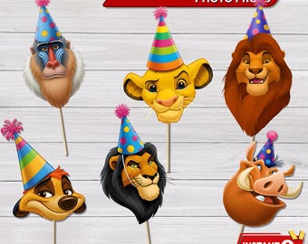 Lion King Photo Props: Vibrant Safari Party Masks (Printable Digital)