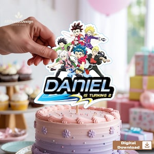 Adorno para tarta de Beyblade imprimible personalizado: decoración de cumpleaños personalizada, regalo para niños, descarga digital imagen 2