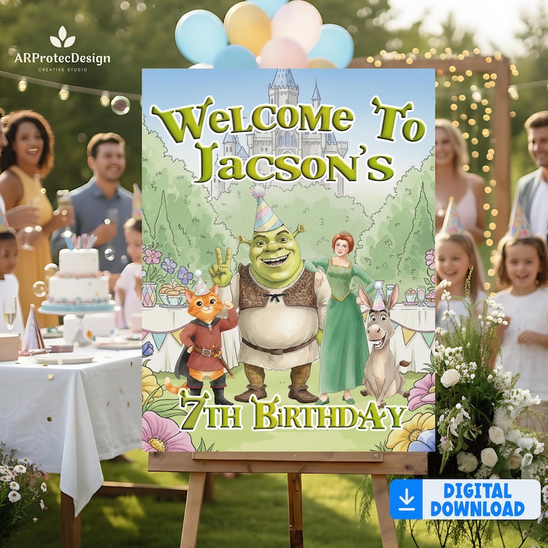 Shrek Prom Sign Shrek Welcome Sign, Personalized Birthday Party Welcome Poster, Custom ...