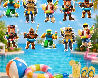 Gamer Boy Pool Party Banner, Printable Birthday Garland, Instant Download Party Decor