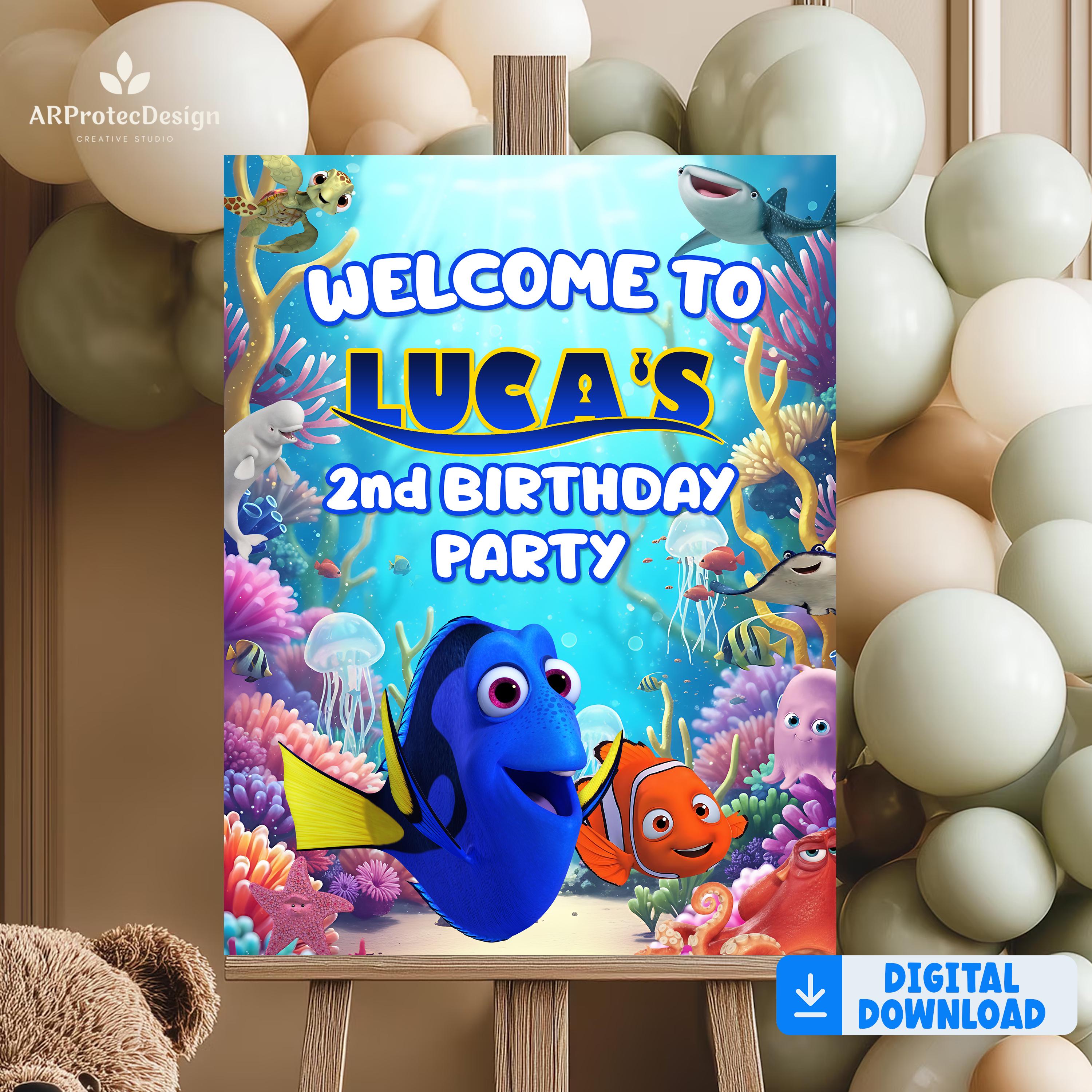 Personalized Finding Dory Welcome Sign, Under the Sea Birthday Poster ...