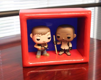 Handmade Solid Wood Display Case: Buffalo Bills NFL Colors, Funko Pop Shelf