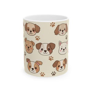 Cute Dog Lover Mug 11oz | Puppy Coffee Cup | Adorable Pet Owner Gift | Paw Print Coffee Drinkware | Dog Mom Dog Dad Gift