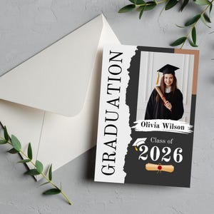 Modern Graduation Invitation Template, Class of 2026 Grad Party Invite, Customizable Graduation Card, Printable Digital Announcement