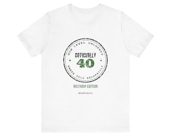 40: Nivå upplåst. Knän säljs separat. T-shirt | Rolig 40-årspresent (vit och ljung)