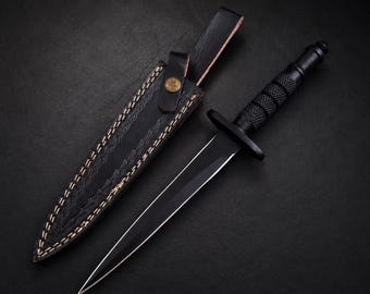 Handmade V42-Style Collectible Knife with Leather Sheath – Vintage Inspired Personalized Gift