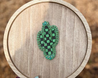 Checkered Cactus Freshie | Western Car Air Freshener | Cowgirl Car Charm | Green Cactus Decor | Rustic Car Scent | Desert Car Accessory