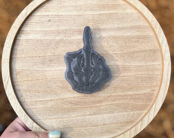 Skeleton Middle Finger Freshie | Funny Car Air Freshener | Dark Humor Car Charm | Edgy Car Decor | Gothic Car Scent | Attitude Car Accessory
