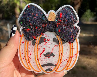 Spooky Pumpkin Freshie | Horror & Cute Halloween Car Freshie | Bloody or Pink Pumpkin Car Charm