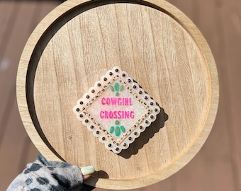 Cowgirl Crossing Freshie | Western Car Air Freshener | Cowgirl Car Charm | Rustic Car Decor | Funny Western Sign | Hanging Car Scent