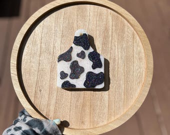 Black Glitter Cow Print Freshie | Western Car Air Freshener | Cowhide Car Charm | Rustic Car Decor | Farmhouse Car Scent