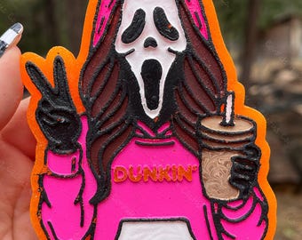 Ghost Girlie Freshie | Spooky Cute Car Air Freshener | Horror Coffee Freshie | Girly Ghost Car Charm | Handmade Scented Freshie