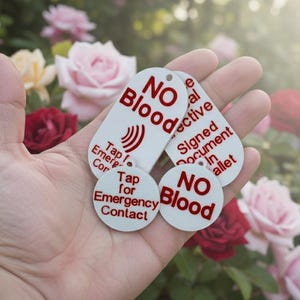 No Blood tag with NFC Emergency Contact - JW, Keychain