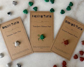 Healing Crystal Turtle: Pocket Gemstone Animal with Affirmation Card