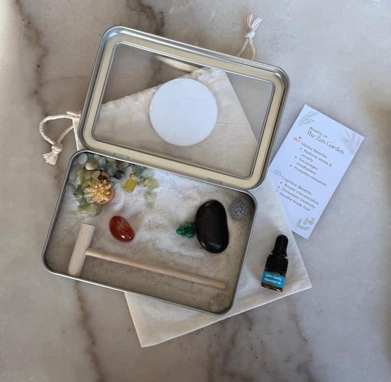 Mini Zen Garden Kit: Aromatherapy, Mindfulness Desk Decor