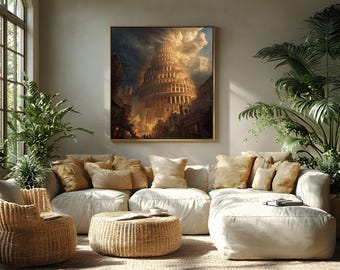 Tower of Babel Print: Christian Bible Story Art (Digital Download