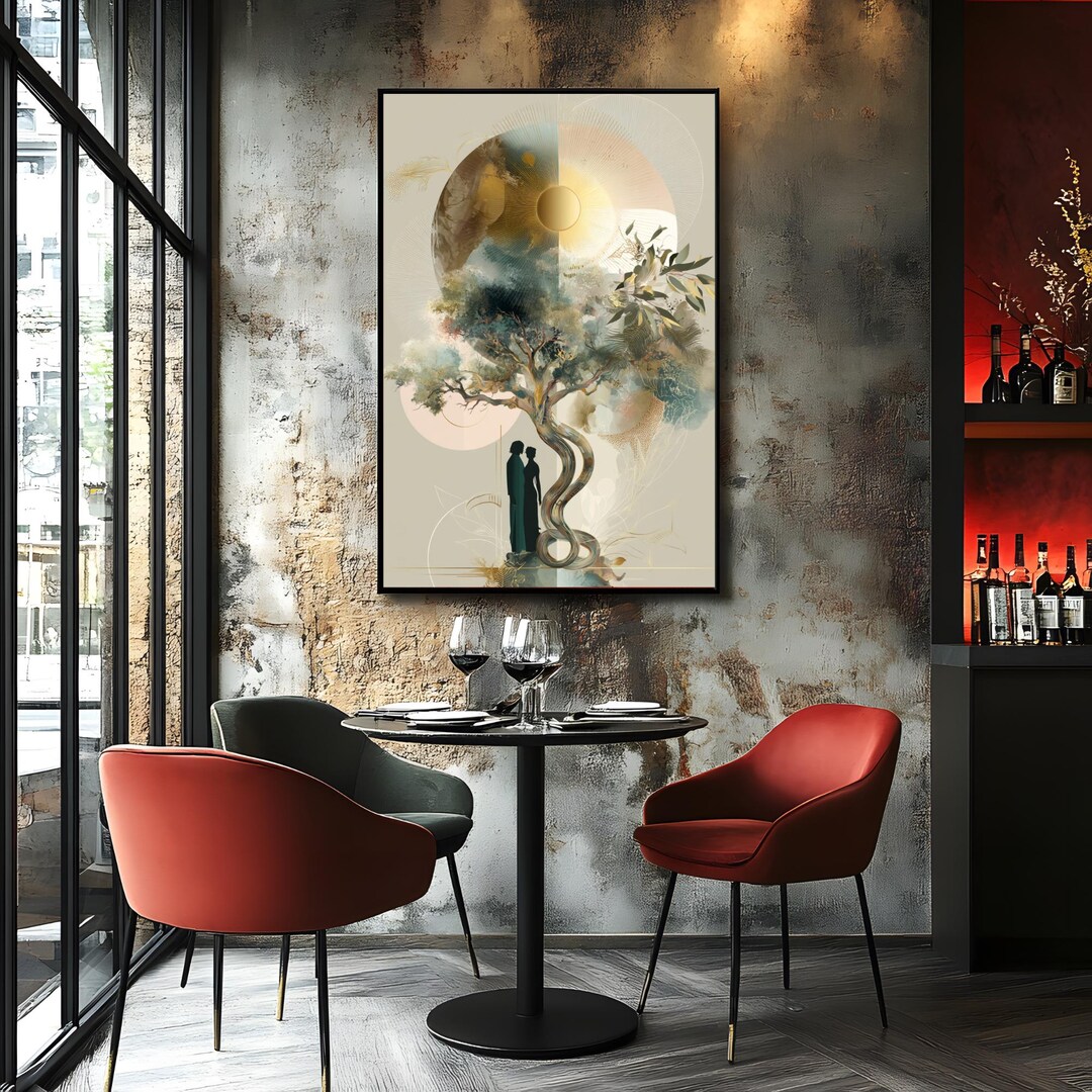 Adam and Eve in Eden Print: Minimalist Boho Christian Wall Art (digital ...