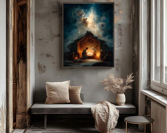 Nativity of Jesus Print: Christian Bible Story Art (Digital Download