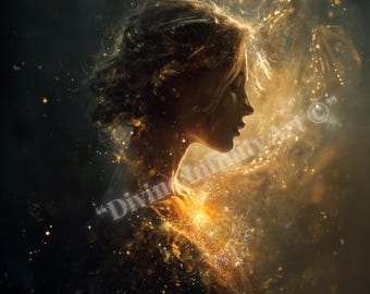Frauenportrait-Kunst | Celestial Glow, spirituell feminin (Digitaler Download)
