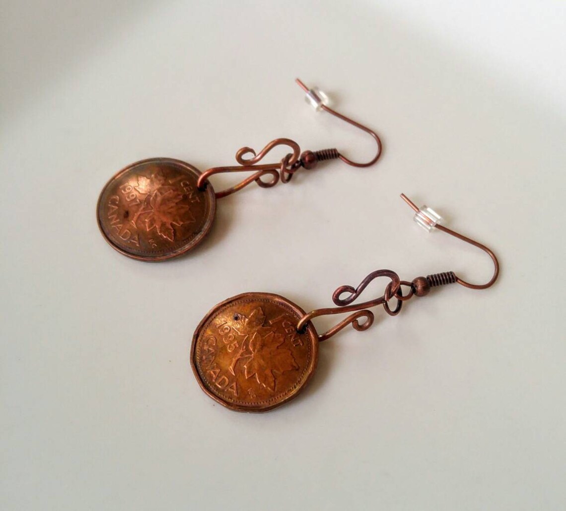 Collectible Canadian Copper Penny Earrings Etsy