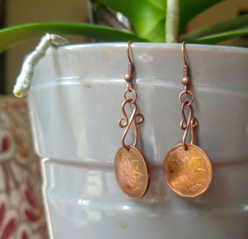 Collectible Canadian Copper Penny Earrings Etsy