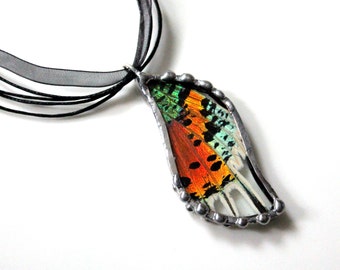 Madagascan Sunset Moth Pendant, Real Butterfly Jewelry