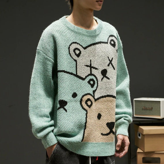 Cartoon Bear Sweater Men/ Fashion Long 