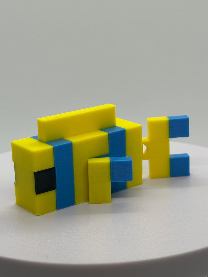 3D Printed Minecraft Fish Desk Toy | Gaming Desk Decor | Pixel Fish ...