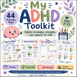 ADHD Toolkit for Kids Printable, Focus, Routines, Self Advocacy and Executive Functioning Activities